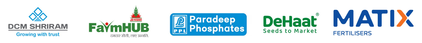 DCM Shriram, FarmHub, Paradeep Phosphates, DeHaat, Matix Fertilisers