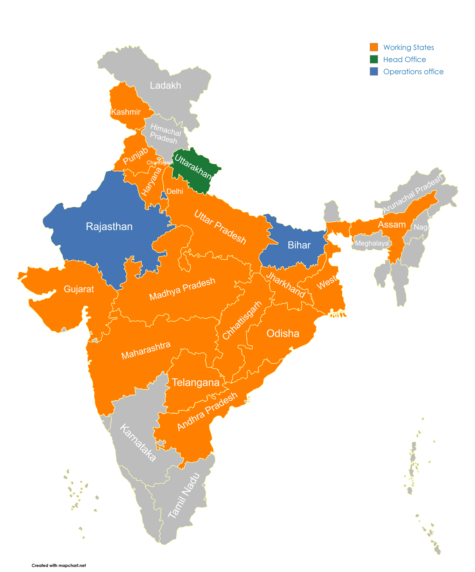 Working states coverage map